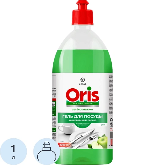 Средство для мытья посуды Grass/ORIS Зел яблоко 1000мл