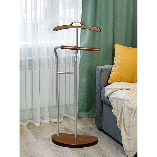 Вешалка ME_костюмная D10 металлик/орех