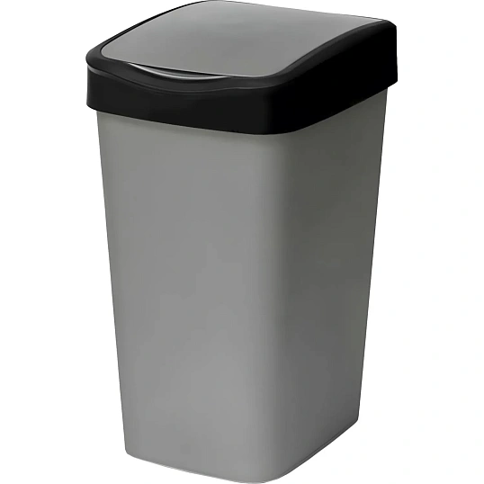 Ведро мусорное пластик с подв.крышкой Tandem 20л (сер металлик/черн)_842058