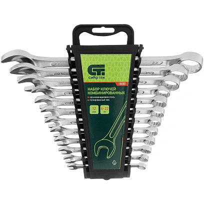 Набор ключей комбинированных, 6 - 22 мм, CrV, 12 шт (15452)