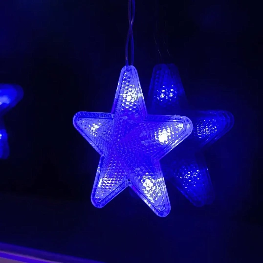 Гирлянда светодиодная Бахр 2.4x0.9м Звездочки,IP20,186LED,син,8реж 4356975