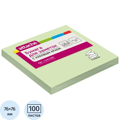 Стикеры Z-сложения ATTACHE с клеев.краем Z-блок 76х76 салатовый 100л