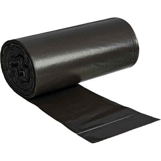 Мешки для мусора ПВД 60л 35мкм 20шт/рул черн 60x70см с ручками Luscan