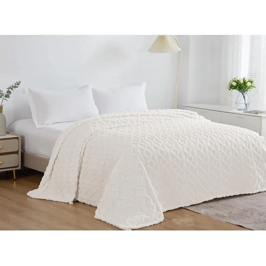 Плед велсофт  150х200см молочные косы 260гр 11-0602 D