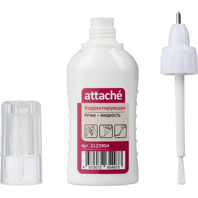 Корректирующая жидкость и ручка 12мл Attache 2в1 метал.након+кисть