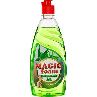 Средство для мытья посуды MAGIC FOAM Алоэ-Вера и зеленый чай  500гр