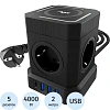 Сетевой фильтр AGNI  4р/2м,черный, 3USB + 1Type-C (TP-VE4U5E-C-W-2m-black)
