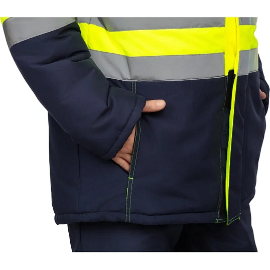 Куртка зимняя мужская зс04-КУ 48-50/182-188 флуоресц.жёлтый/син