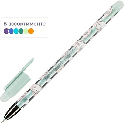 Ручка гелевая со стираем.черн. M&G So Many Cats,дш.0,5 мм,син,асс AKP65872