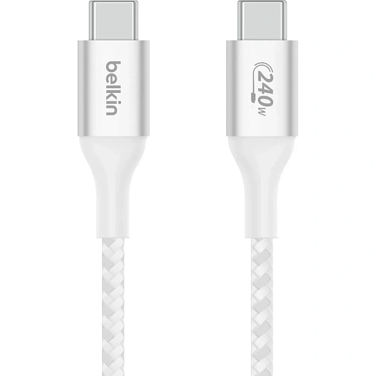 Кабель Belkin (CAB015bt1MWH)BoostCh.240W PD USB-C/USB-C Braided 1м бел