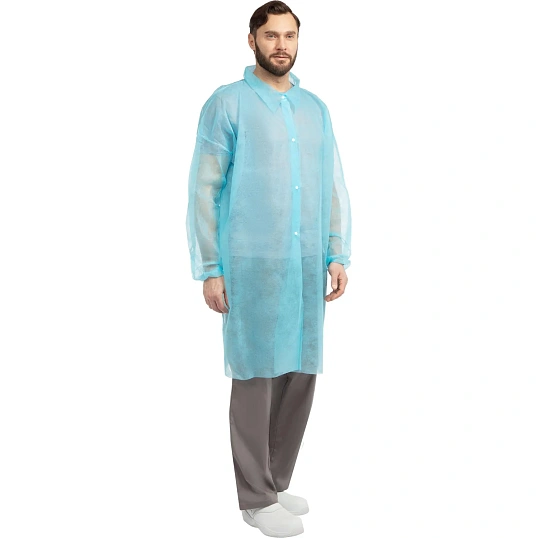 Халат на кнопках 20гр/м2 р.XL, голубой (10шт/упак),арт.406-877-006,к