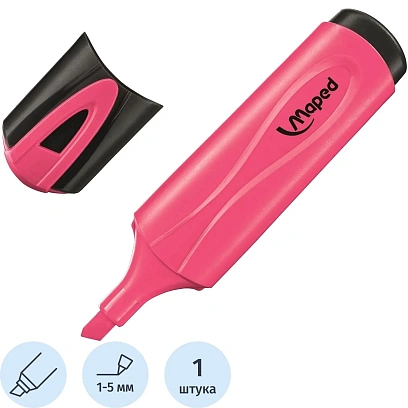 Маркер текстовыделитель Maped FLUO PEP'S CLASSIC 1-5 мм, розовый,742536