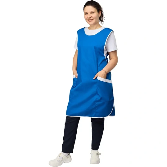 Фартук сарафан Маркет Мастер  цвет васильковый/белый
