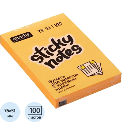 Стикеры Attache Selection с клеев. краем 76х51, неон, оранж. 100л