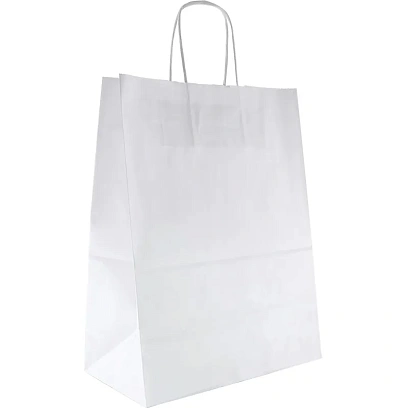 Пакет бумажный 260х150х350 мм, 80 гр/м2,с круч. ручками, белый, 200 шт/уп