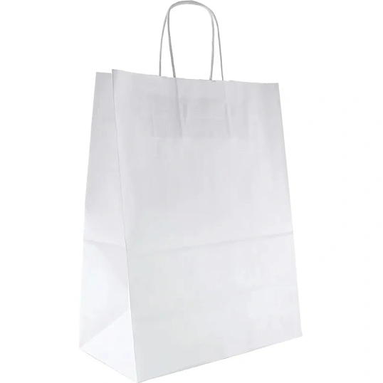 Пакет бумажный 260х150х350 мм, 80 гр/м2,с круч. ручками, белый, 200 шт/уп