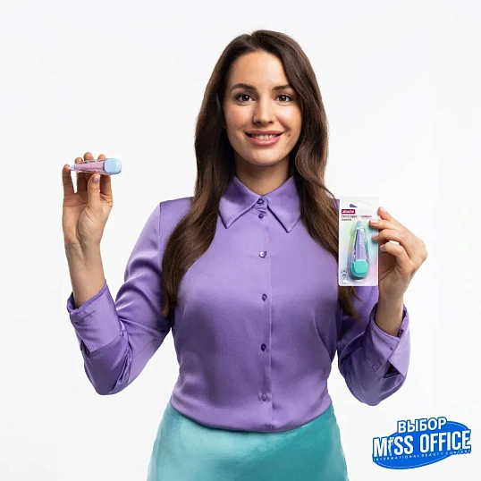 Корректирующая лента Attache Акварель,5мм x6м,рез.вставка,фиол-зел,блистер