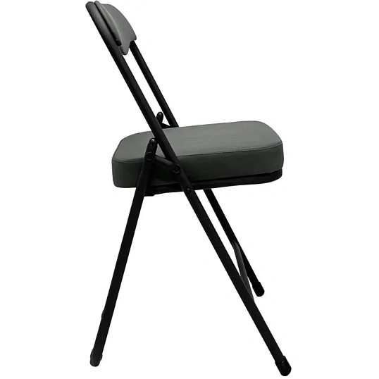 Стул складной каркас черный,  кожзам серый РС 04 кант