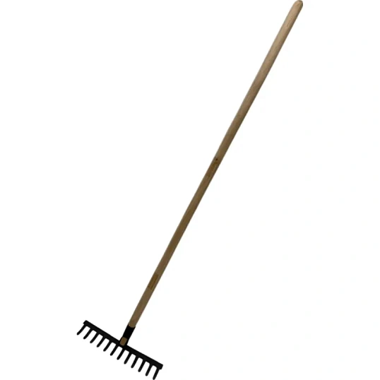 Грабли прямые 12 зубьев сталь 31 см деревянный черенок 120 см