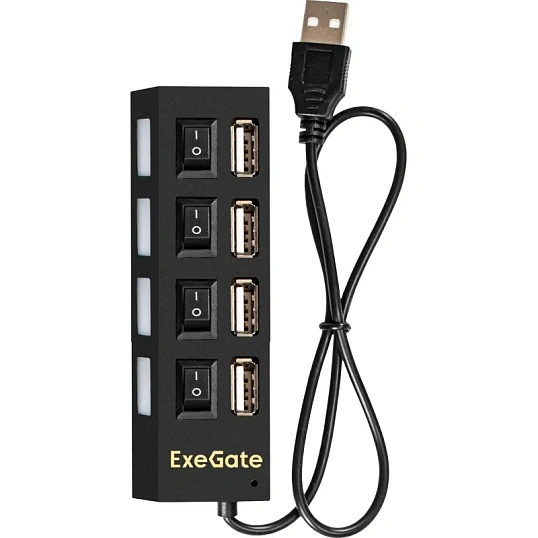 Концентратор USB хаб ExeGate (EX293977RUS) DUB-42SW 4-в-1 черн