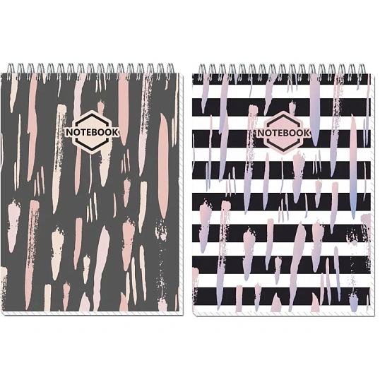 Блокнот А5,80л,клетка,метал.гребень,цв.обложка Стильный Офис 2737 в ассорт