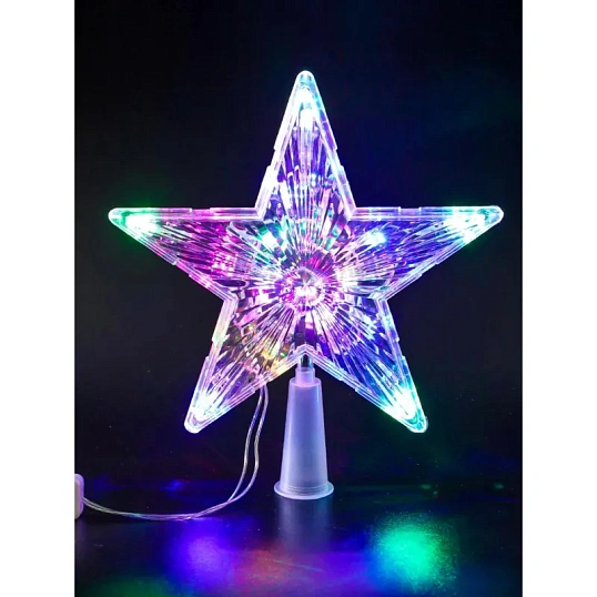 Верхушка Белая звезда, 19х19см, 15 LED, 1 режим, мульти НВУ-0002