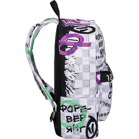 Рюкзак школьный Комус Класс Shape, Граффити, Серый, 1 отд