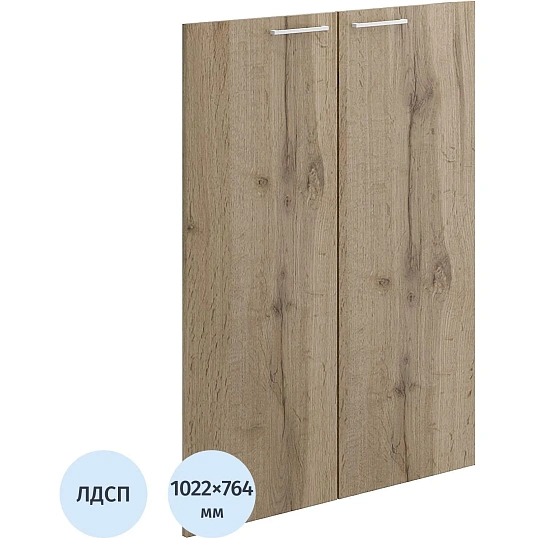 Двери Комус Мебель К-Loft 2шт. 241H006 764х16х1022 дуб натур с белой ручкой