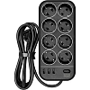 Сетевой фильтр Powercom SP-08 USB03AB 1,8 m (8 розеток) черный