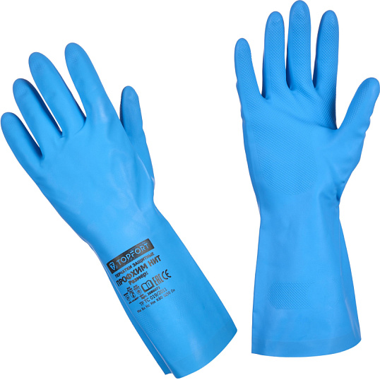 Перчатки КЩС нитриловые TOPFORT Профхим Нит К80 Щ50 цв.синий разм 11