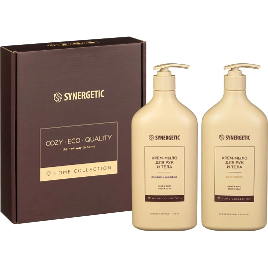 Подарочный набор жидк. крем-мыла SYNERGETIC:Уд-Нероли+Сандал-Шалфей 2x0,75л