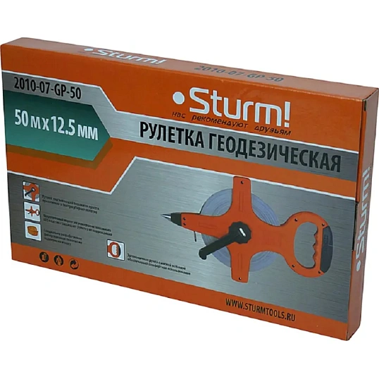 Рулетка 50 м геодез. ФИБЕРГЛАСС, ШТЫК ДЛЯ ФИКСАЦИИ, Sturm! 2010-07-GP-50