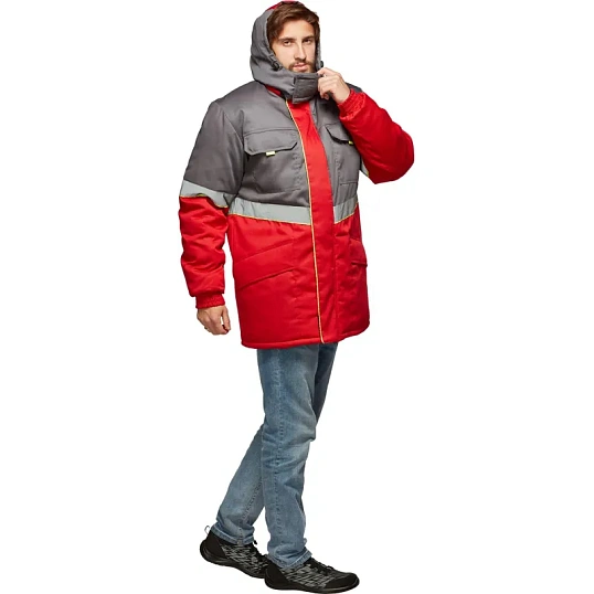 Куртка рабочая зимняя муж з43-КУ крас/сер (р.48-50) 182-188 (серия З)