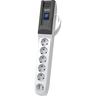 Сетевой фильтр PILOT PRO USB (6р/7м/10А/USB/серый) v23