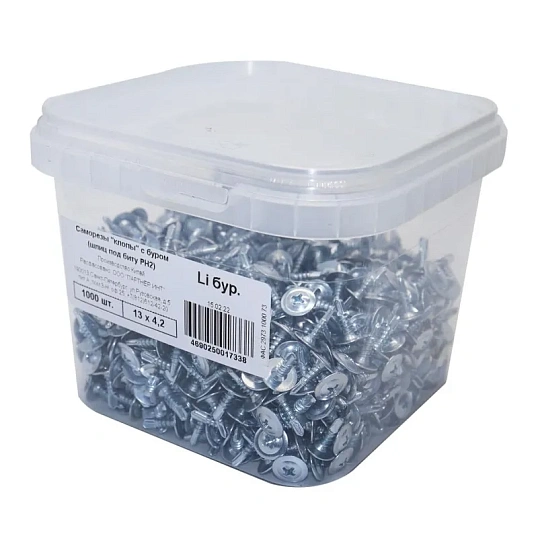 Саморезы ШСММ ПАРТНЕР 4,2х13 с буром (1000 шт/уп) ведро (ФАС 2973 1000 73)