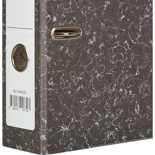 Папка-регистратор 75 мм (+/- 5 мм) мрамор, черный,бум/бум,мет.уг