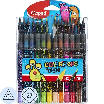 Набор для рисования Maped COLOR'PEPS MONSTER:12 флом,15 пласт.цв.кар,984718