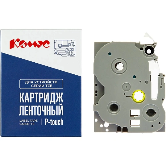 Картридж Комус TZE-545(Brother TZE-545 белый на синем ,18мм/8м)