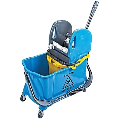 Ведро на колесах с отжимом A-VM, усиленный пластик, 24л, синее HTS731-B