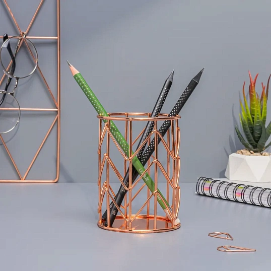 Подставка-стакан для письм принадлежн. Attache роз.золото 80x100мм металл