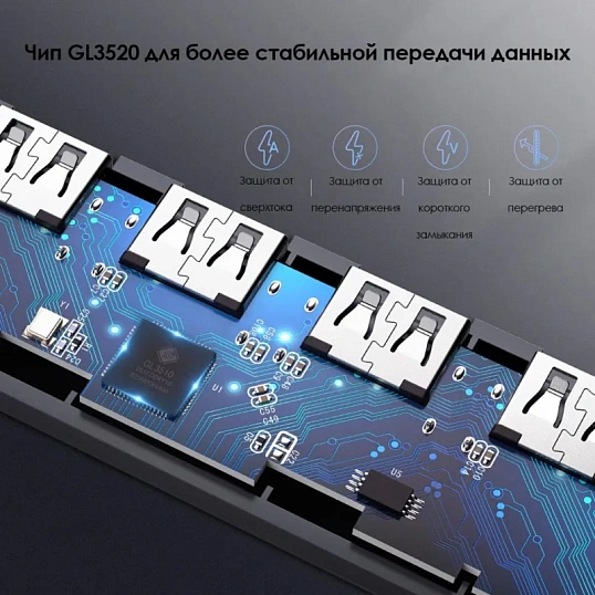 Разветвитель USB Ugreen CM219 micro USB, 4 x USB 3.0 (50985)