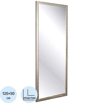 Зеркало МГЛ_ настенное НБ54 (504x1204) багет ПЛС теплое серебро