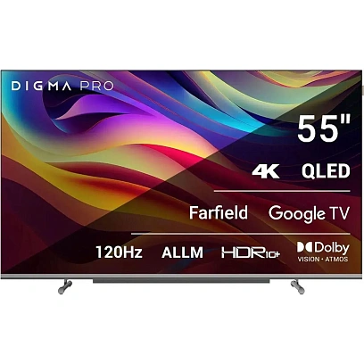 Телевизор Digma Pro 55L, QLED, UHD, Smart (Google TV)