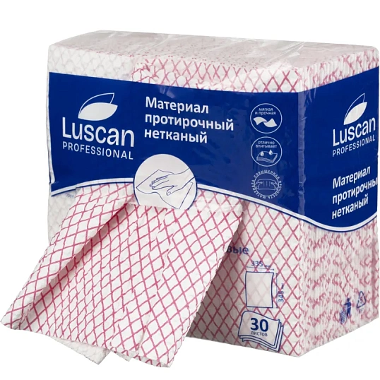 Материал протирочный нетканый Luscan Prof красный 110г 33,5х34,5см 30л/уп