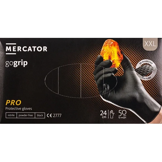 Перчатки одноразовые нитрил GOGRIP BLACK цв.черный (25 пар/уп) р.XXL,ПС