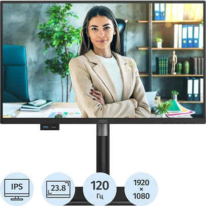 Монитор AOC 23,8 FHD,IPS 300cd,VGA, HDMI, DP(24P4U)