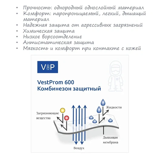 Комбинезон одноразовый защитный Vest-Prom 600,белый,р.2XL