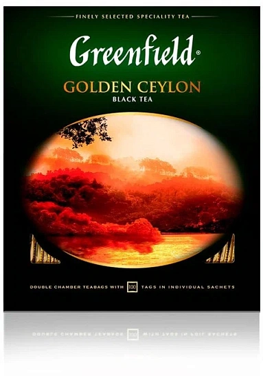 Чай Greenfield Golden Ceylon черный фольгир.100пак 0581-09, 172697 Д