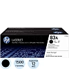 Картридж лазерный HP 83A CF283AF/CF283AD чер.д/LJ Pro M201/MFP M125(2шт/уп)