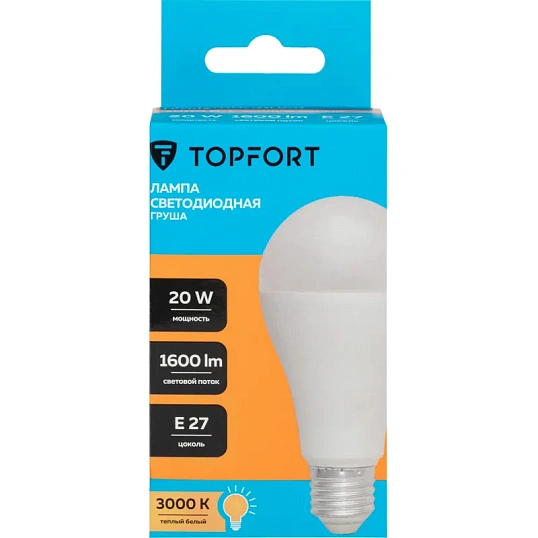 Лампа светодиодная Topfort E27 20W 3000K груша